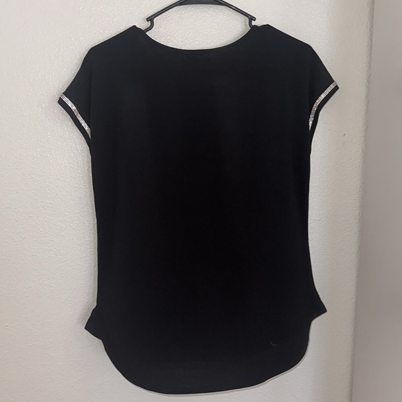 89th and Madison size medium black blouse with rhinestone bling around arms. - Picture 7 of 10